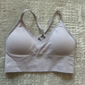DSG light pink sports bra with x back and removable cups
